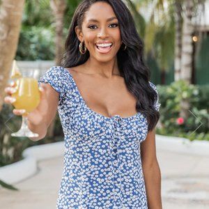 Pink Lily ROADSIDE DAISIES BLUE FLORAL DRESS